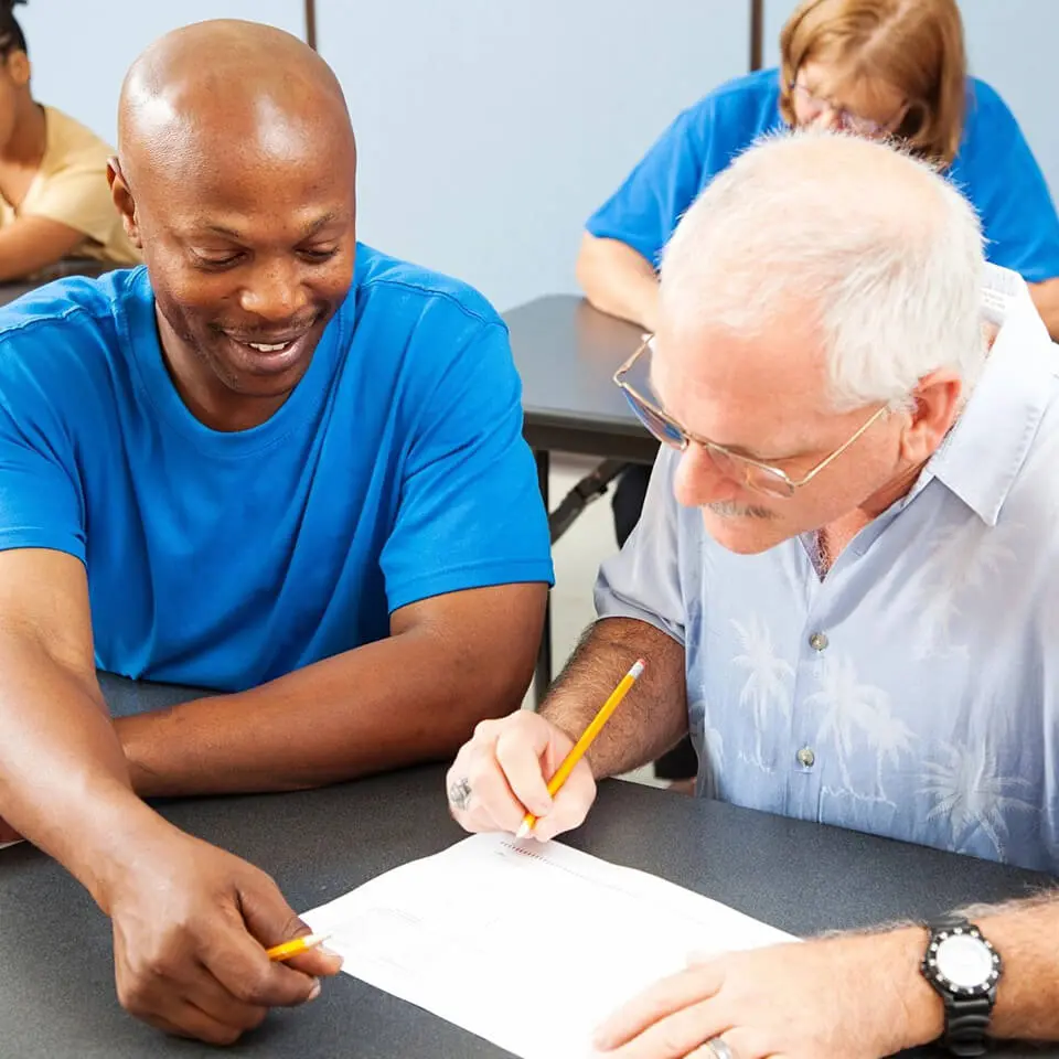 Male Adults Student Studying In Classroom